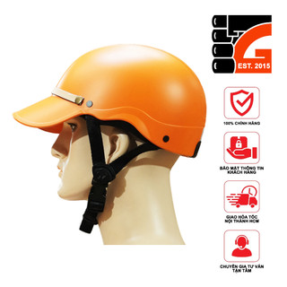 Mũ Bảo Hiểm 1/2 NAPOLI Kết màu cam - FREESIZE 54-59cm - Dùng cho người đi xe máy