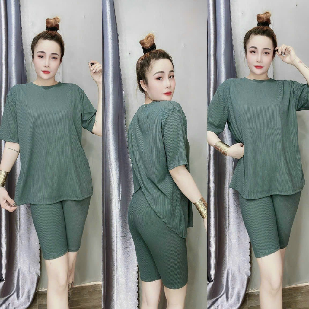Set ngố thun gân xẻ tà sau . Có sẵn