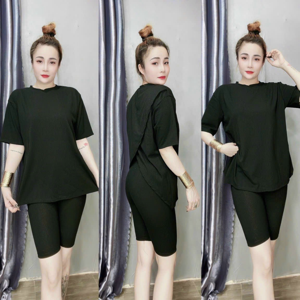 Set ngố thun gân xẻ tà sau . Có sẵn