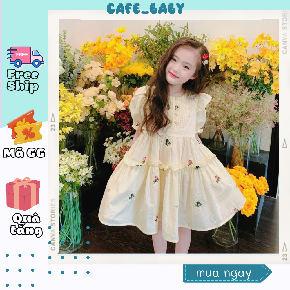 (8-35kg) Váy Đầm Trẻ Em Thiết Kế Babydoll Công Chúa Hoa Nhí Xinh Dễ Thương Đi Chơi Biển Mùa Hè Cho Bé Gái Size Nhí - Đại