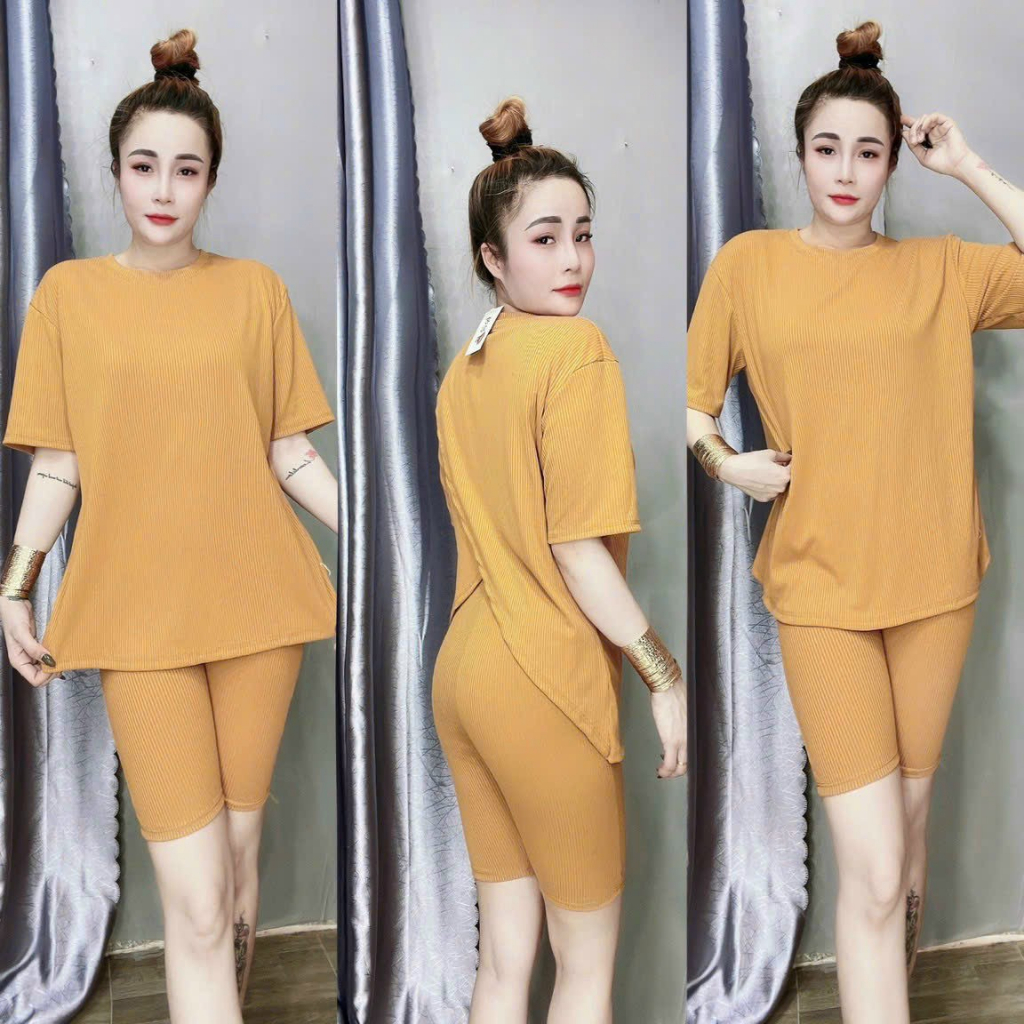 Set ngố thun gân xẻ tà sau . Có sẵn