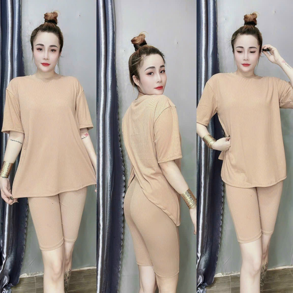 Set ngố thun gân xẻ tà sau . Có sẵn