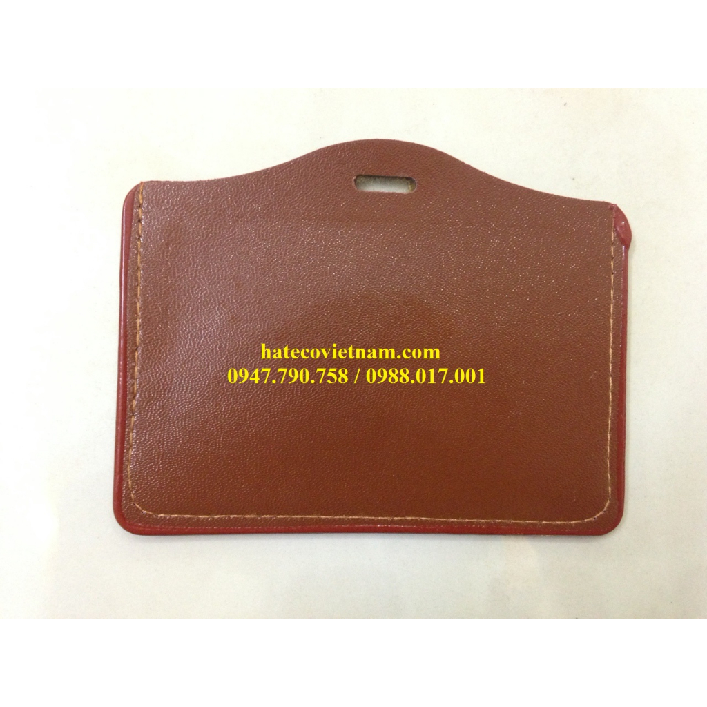 Bao da đựng thẻ nhân viên dọc 8,6 x 5,4cm - mặt thẻ da nâu dọc