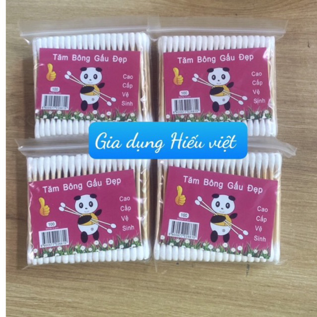 Tăm bông ngoáy tai thân gỗ , gạc vệ sinh tai mũi mắt trang điểm