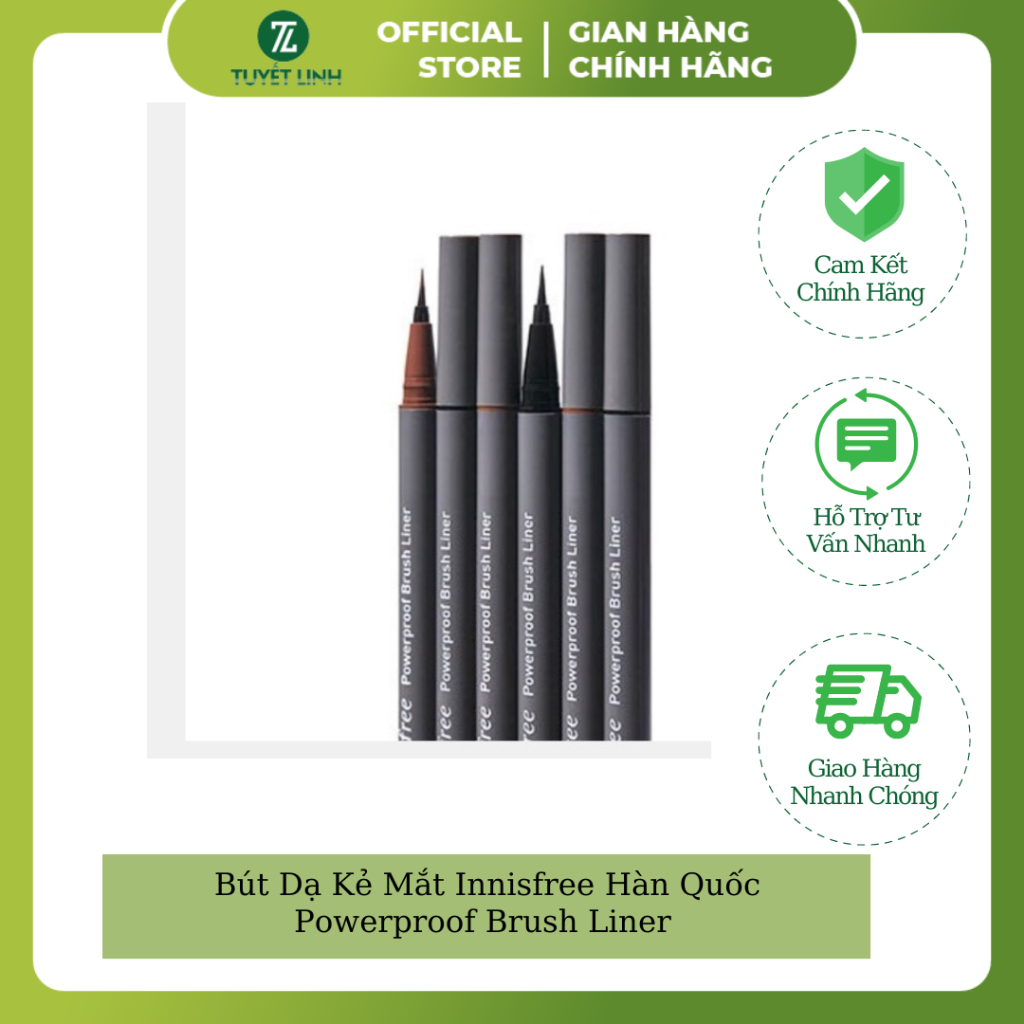 Bút Dạ Kẻ Mắt Nước Lâu Trôi, Bền Màu, Chống Thấm Nước Innisfree Hàn Quốc Powerproof Brush Liner 0.6gr