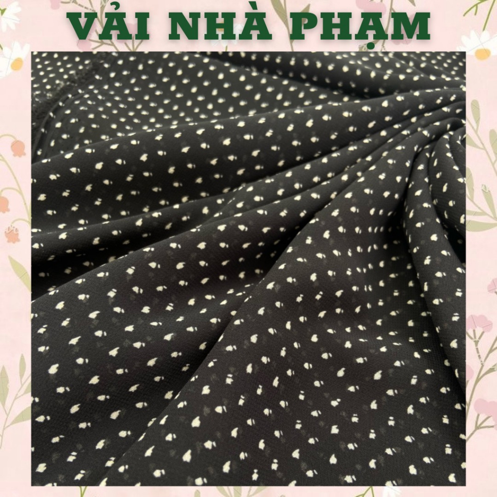 VOAN LỤA VỆT TRẮNG NHÍ NỀN ĐEN-KHỔ 1.5M-VẢI NHÀ PHẠM