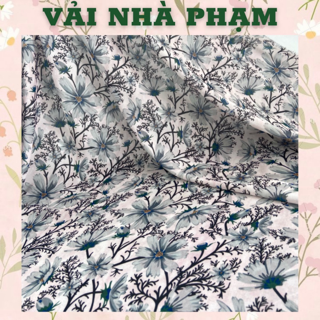 VOAN TẰM HOA CÚC NỀN TRẮNG CÓ LOANG HỒNG-KHỔ 1.5M-VẢI NHÀ PHẠM