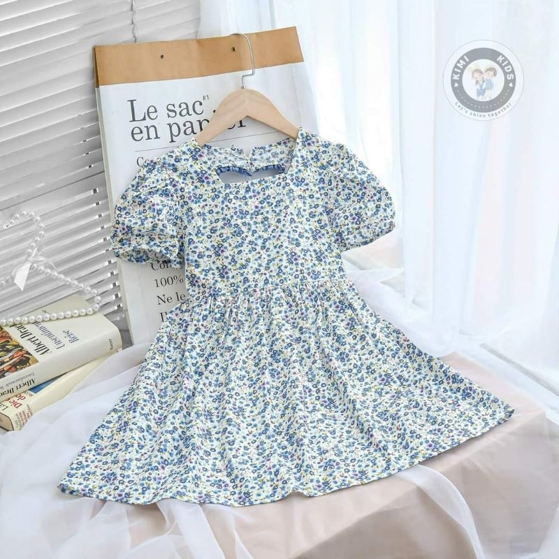 Váy thô lụa KiMi kids hoa nhí