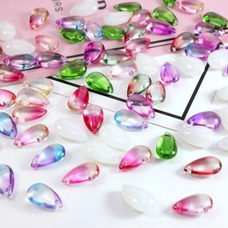 H05. 10 hạt giọt nước đá thủy tinh 14*8mm xỏ lỗ làm trang sức handmade, trâm cổ trang, cosplay