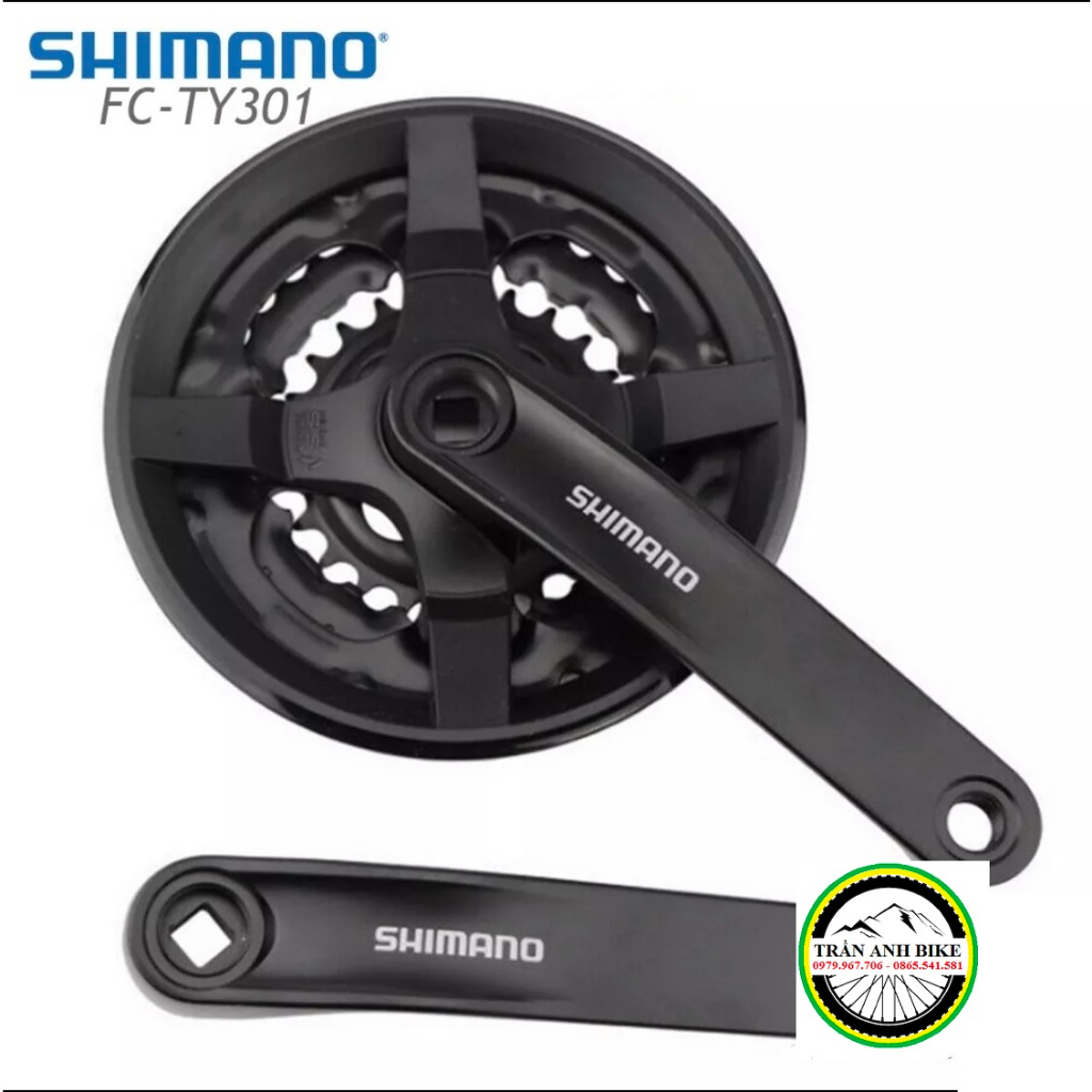 Đùi đĩa  xe đạp SHIMANO FC TY301 28-38-48T - Hàng chính Hãng