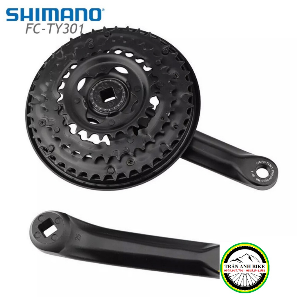 Đùi đĩa  xe đạp SHIMANO FC TY301 28-38-48T - Hàng chính Hãng