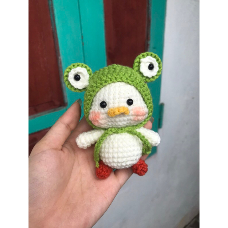 Móc khoá Vịt cute đội mũ ếch xanh🐸🐤