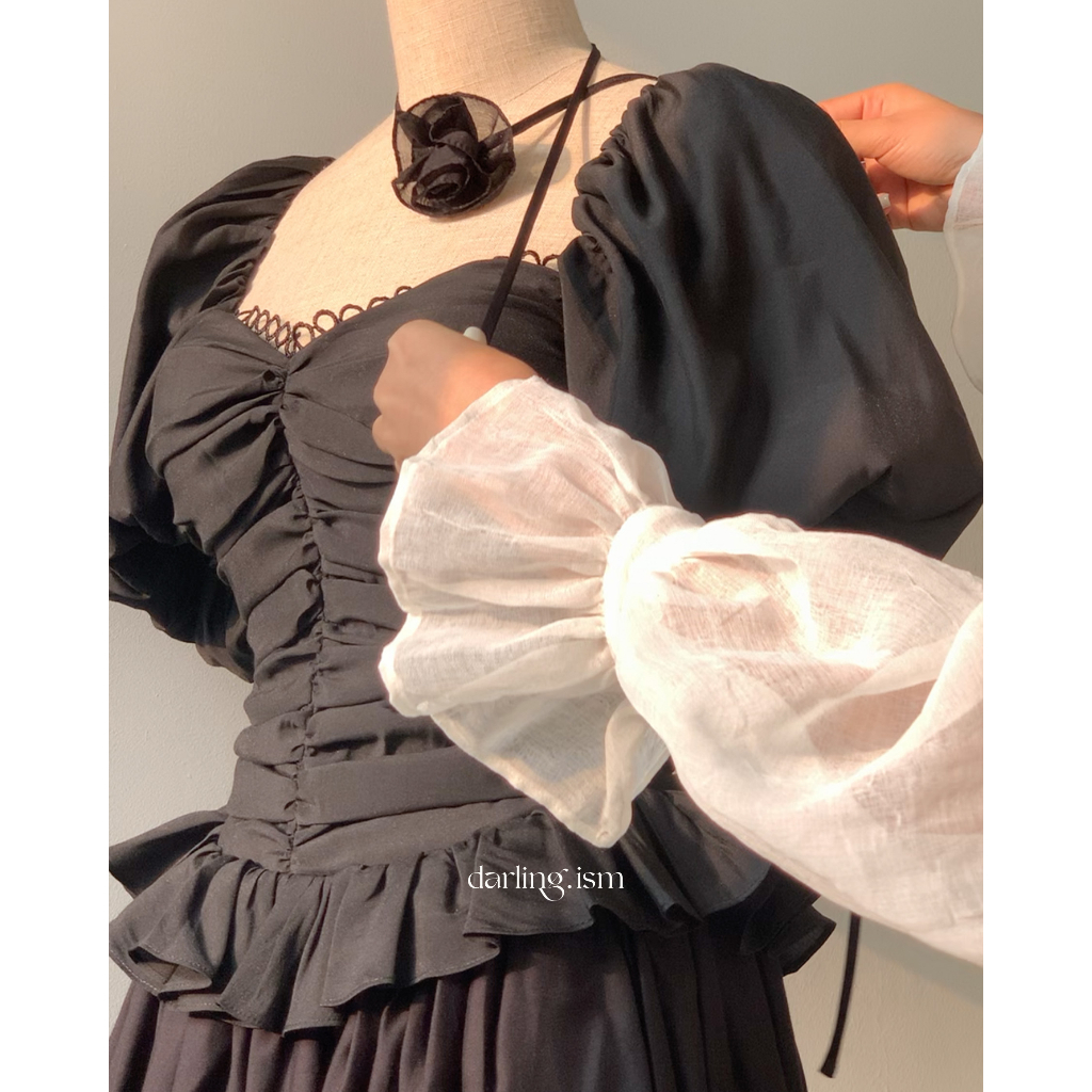 DARLING.ISM - Đầm xoè 3 tầng tay phồng Selena dress vải tơ crep