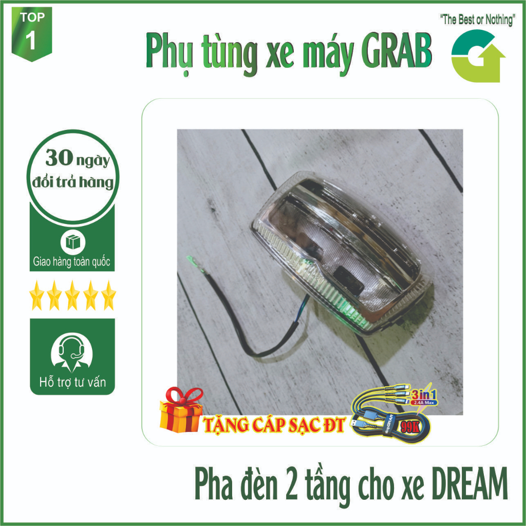 Pha đèn 2 Tầng Màu Bạc dành cho xe Dream II - 8834z.