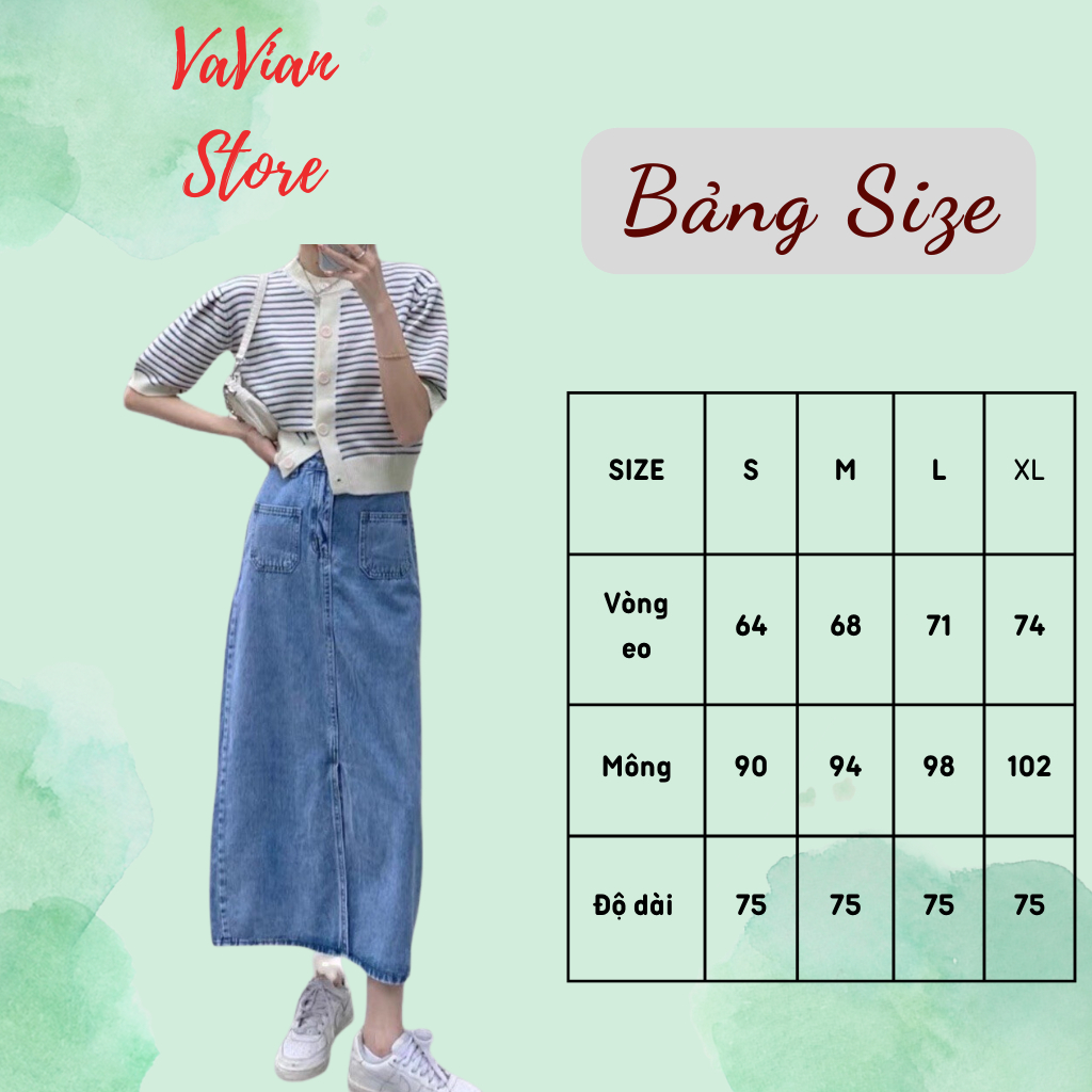 Chân váy jean, váy bò dáng dài Midi, chân váy jean xẻ tà trước, thiết kế 2 túi ngang siêu cá tính | BigBuy360 - bigbuy360.vn