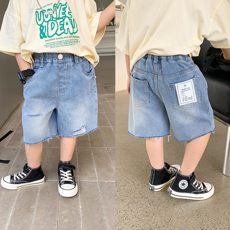 Quần Ngố Jean Xanh Nhạt Mài Rách Gấu Cho Bé Trai Shop Quần Áo Trẻ Em Phong Cách Hàn Quốc Moy Kids