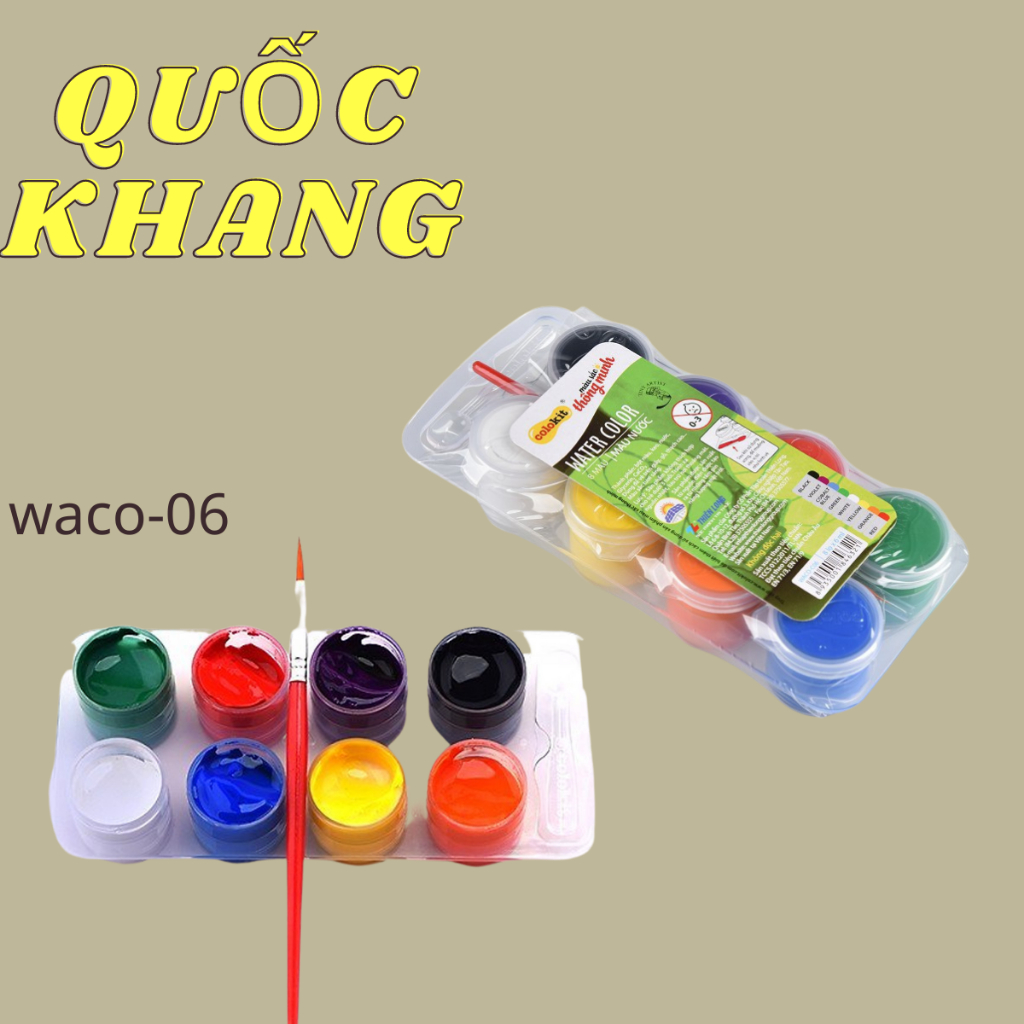 Màu nước thiên long waco-06 (vỉ 8 màu)