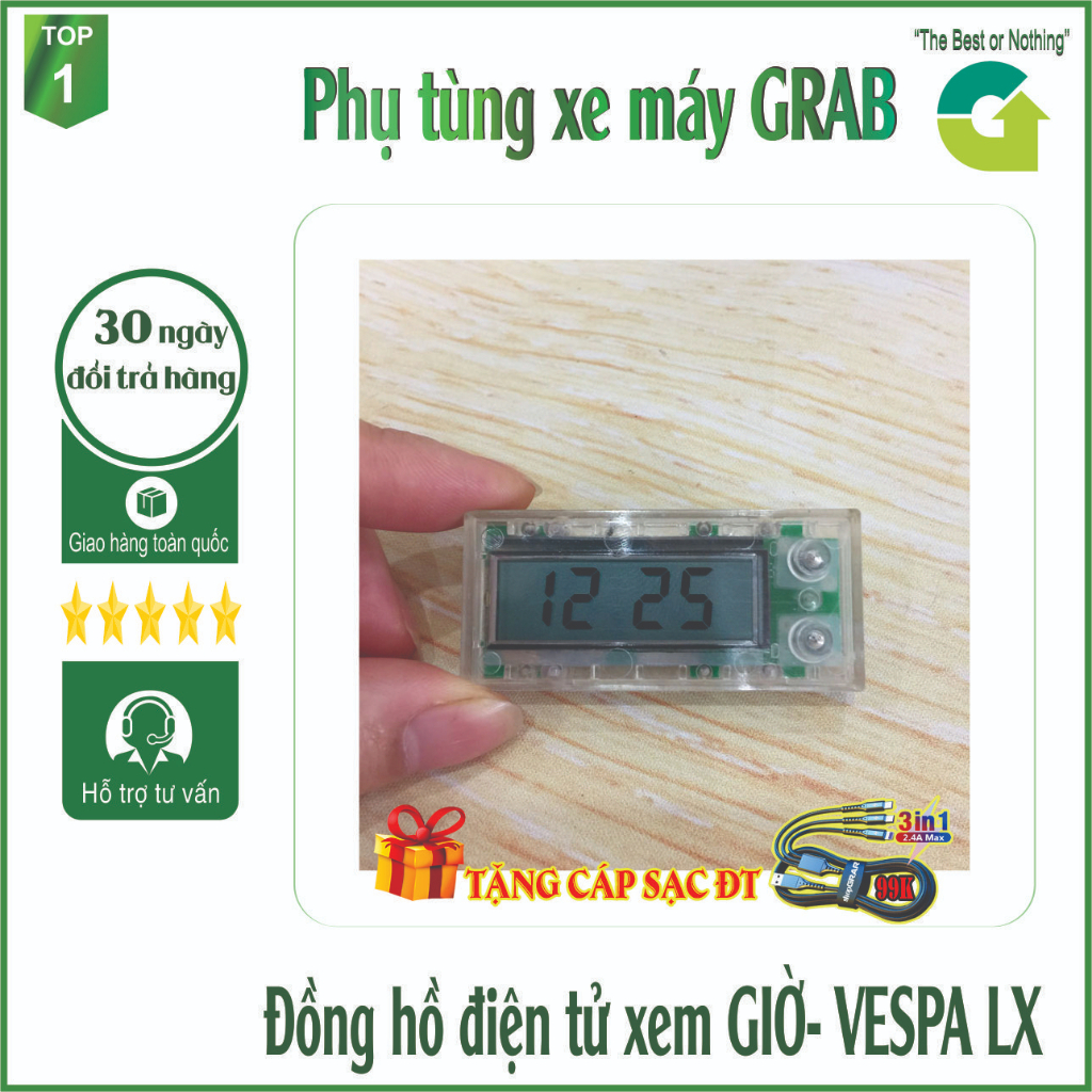Đồng hồ điện tử xem giờ xe VESPA LX- SPD-283 (9001)