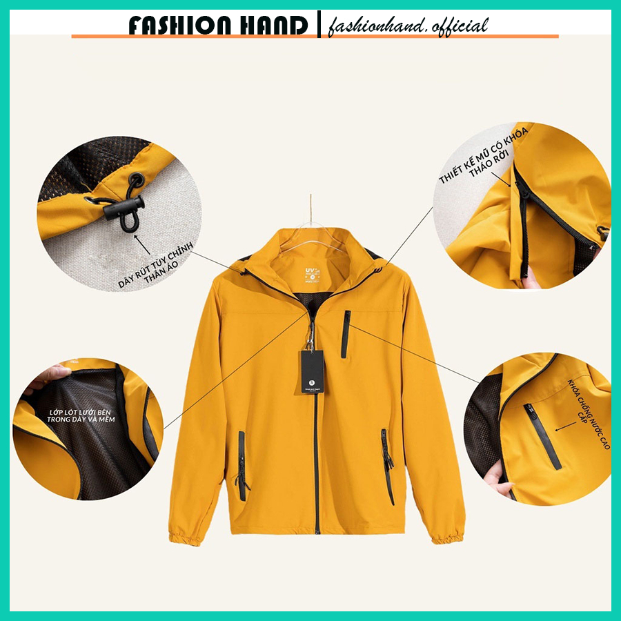 Áo khoác gió nam nữ cao cấp có mũ 2 lớp kháng bụi kháng nước tốt phong cách thời trang - Fashion Hand