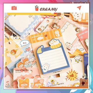 Giấy nhớ note đánh dấu, giấy ghi chú in hình hoạt hình cute dễ thương CREAMY