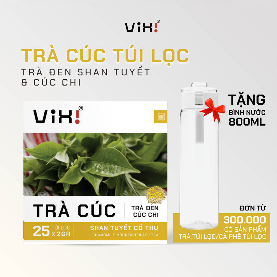Trà cúc túi lọc ViXi trà Shan Tuyết, hoa cúc chi tươi sấy khô 50gr/hộp