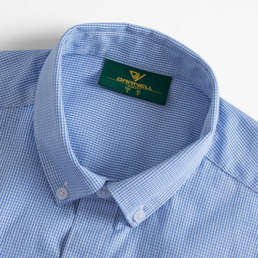 Sơ mi nam ngắn tay kẻ nhỏ DARNEL kẻ caro sợi cotton cao cấp mềm mịn DN510