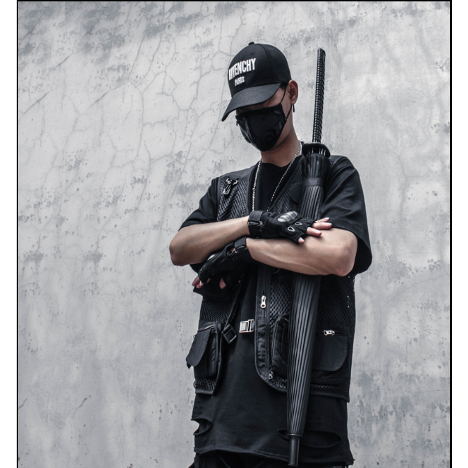 Ô võ sĩ samurai siêu ngầu, dù che nắng mưa màu đen kiếm hiệp