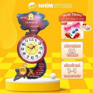 Đồng hồ quả lắc, đồng hồ treo tường hình việt nam kích thước 70cm x 36cm kim giật - Nhím Store