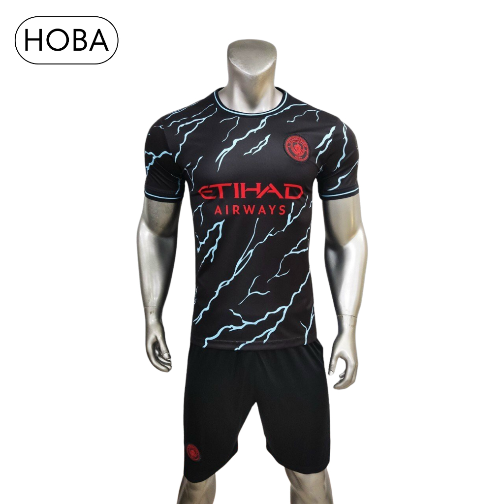 Bộ quần áo bóng đá trẻ em đồ đá banh trẻ em CLB Manchester City Man City MC đen