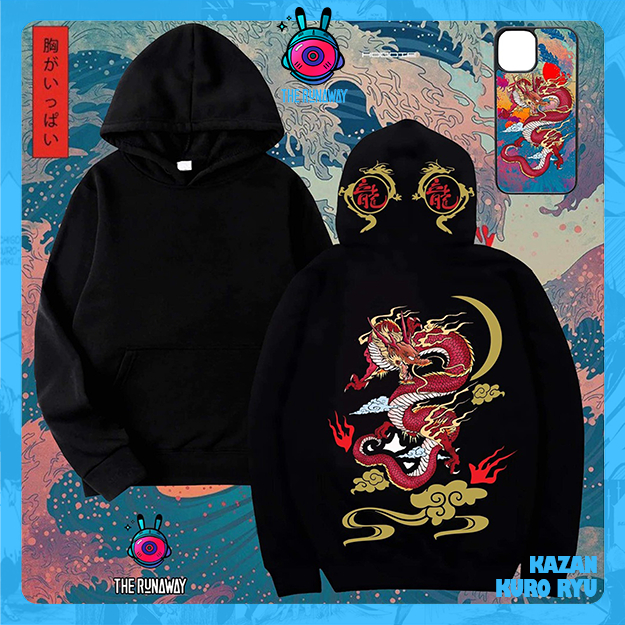 Áo Hoodie Kazan : Kuro Ryu Nỉ bông ngoại nhập cho Nam / Nữ by The Runaway