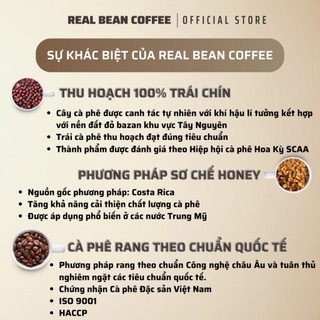Cà phê ngon cho quán - Arabica Hậu Chua Nhẹ, Thơm  – Pha Phin/Máy – Túi 250g – REAL BEAN COFFEE
