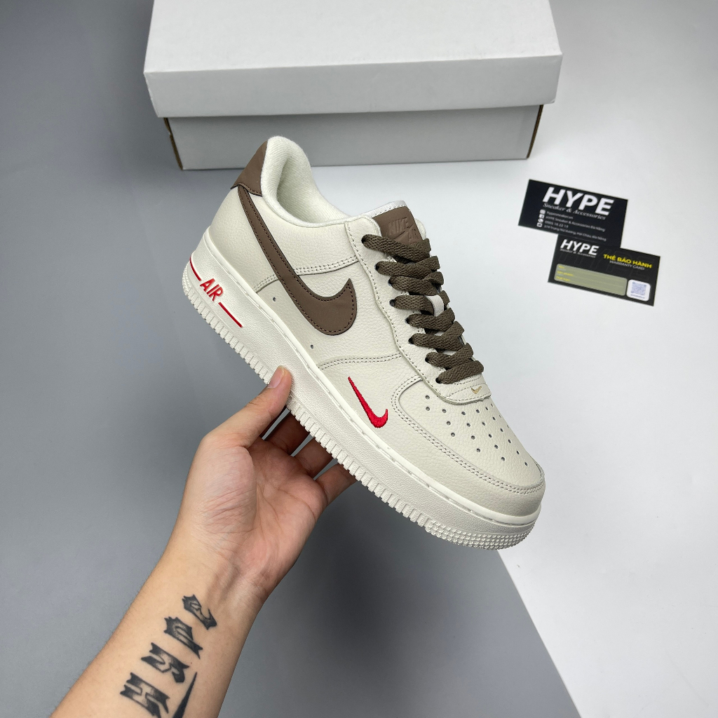 Giày Air Force 1 Low Premium White Brown  - Hype Sneaker | Phiên bản 1:1