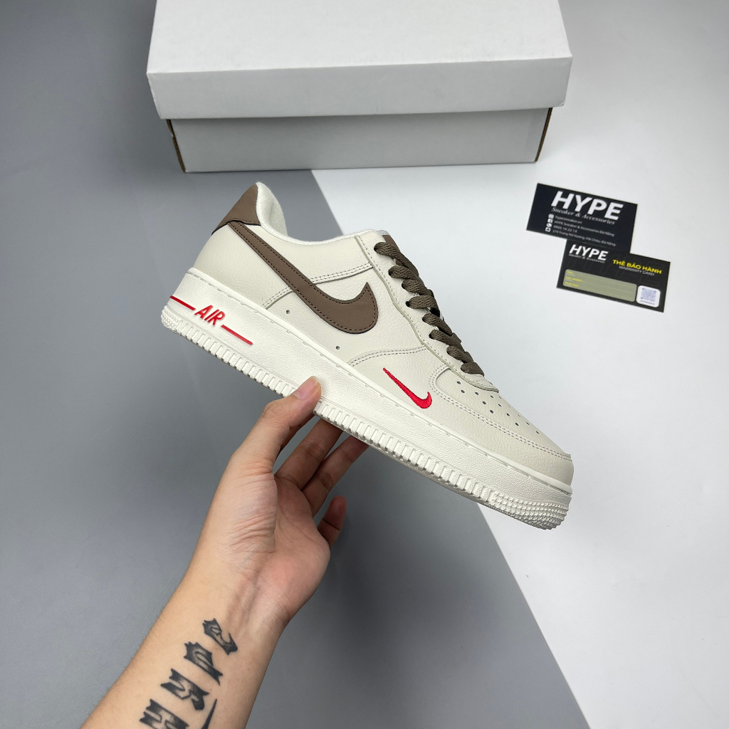 Giày Air Force 1 Low Premium White Brown  - Hype Sneaker | Phiên bản 1:1