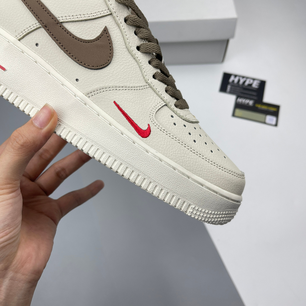 Giày Air Force 1 Low Premium White Brown  - Hype Sneaker | Phiên bản 1:1