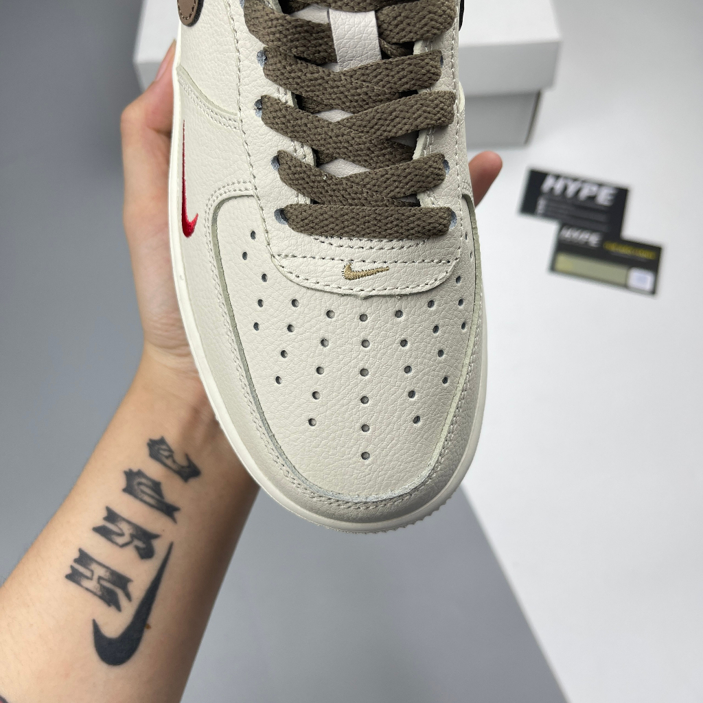 Giày Air Force 1 Low Premium White Brown  - Hype Sneaker | Phiên bản 1:1