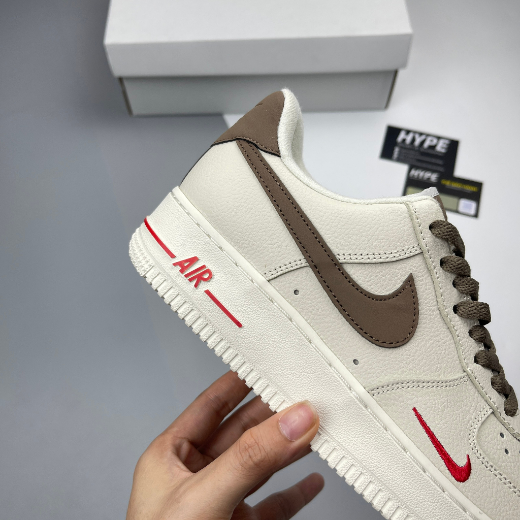 Giày Air Force 1 Low Premium White Brown  - Hype Sneaker | Phiên bản 1:1