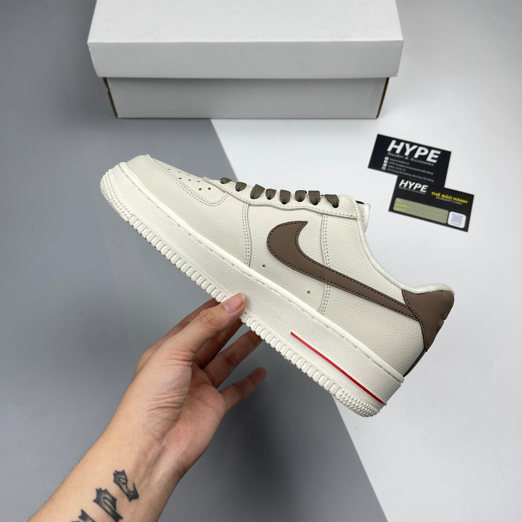Giày Air Force 1 Low Premium White Brown  - Hype Sneaker | Phiên bản 1:1