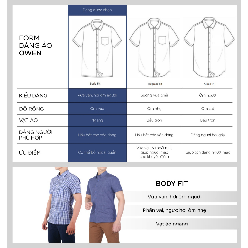 OWEN - Áo sơ mi ngắn tay Body Fit Trắng Bamboo - AB230196NT