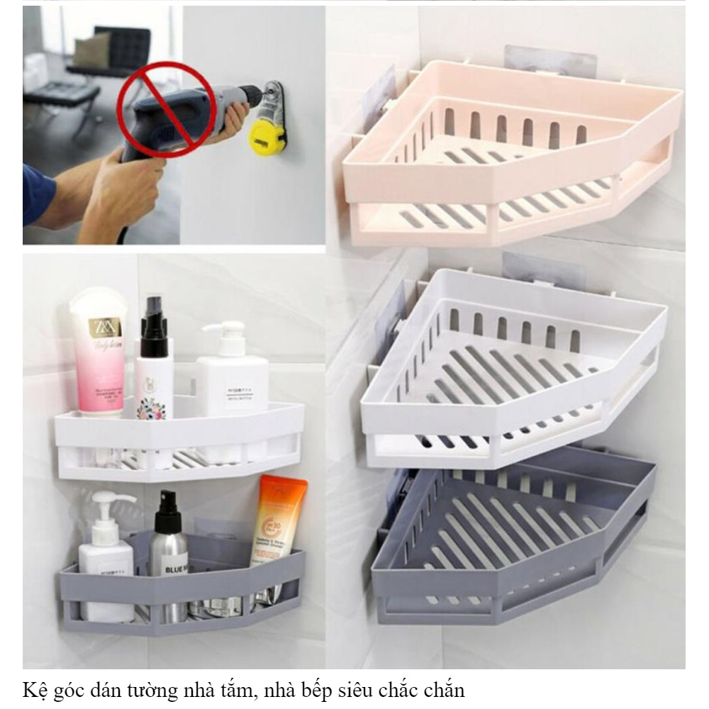 Kệ Góc Vuông Nhà Tắm Dán Tường Đựng Đồ Chịu Lực Đa Năng, Kệ Nhựa Kích Thước (18,5 x 6 x 27)cm Mẫu Mã Tinh Tế, Nhiều Màu