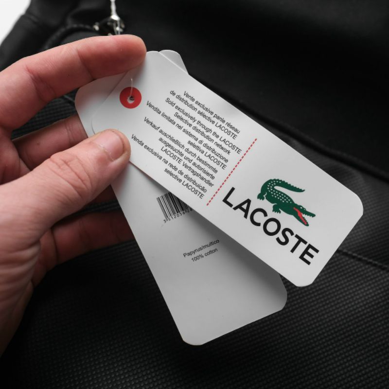 Balo đeo vai cho Nam nữ BACKPACK LACOSTE màu đen, thiết kế đơn giản, chất liệu chống thấm