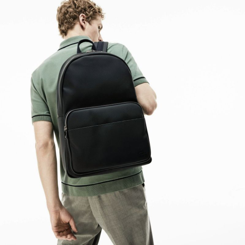 Balo đeo vai cho Nam nữ BACKPACK LACOSTE màu đen, thiết kế đơn giản, chất liệu chống thấm