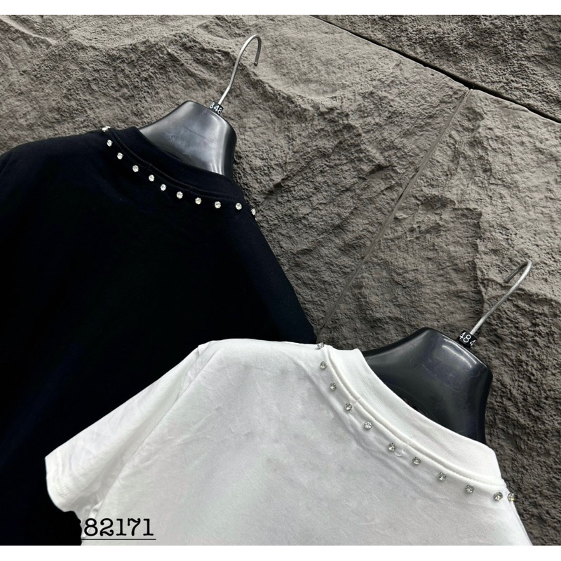 áo phông cổ tròn đính đá chất đẹp thời trang