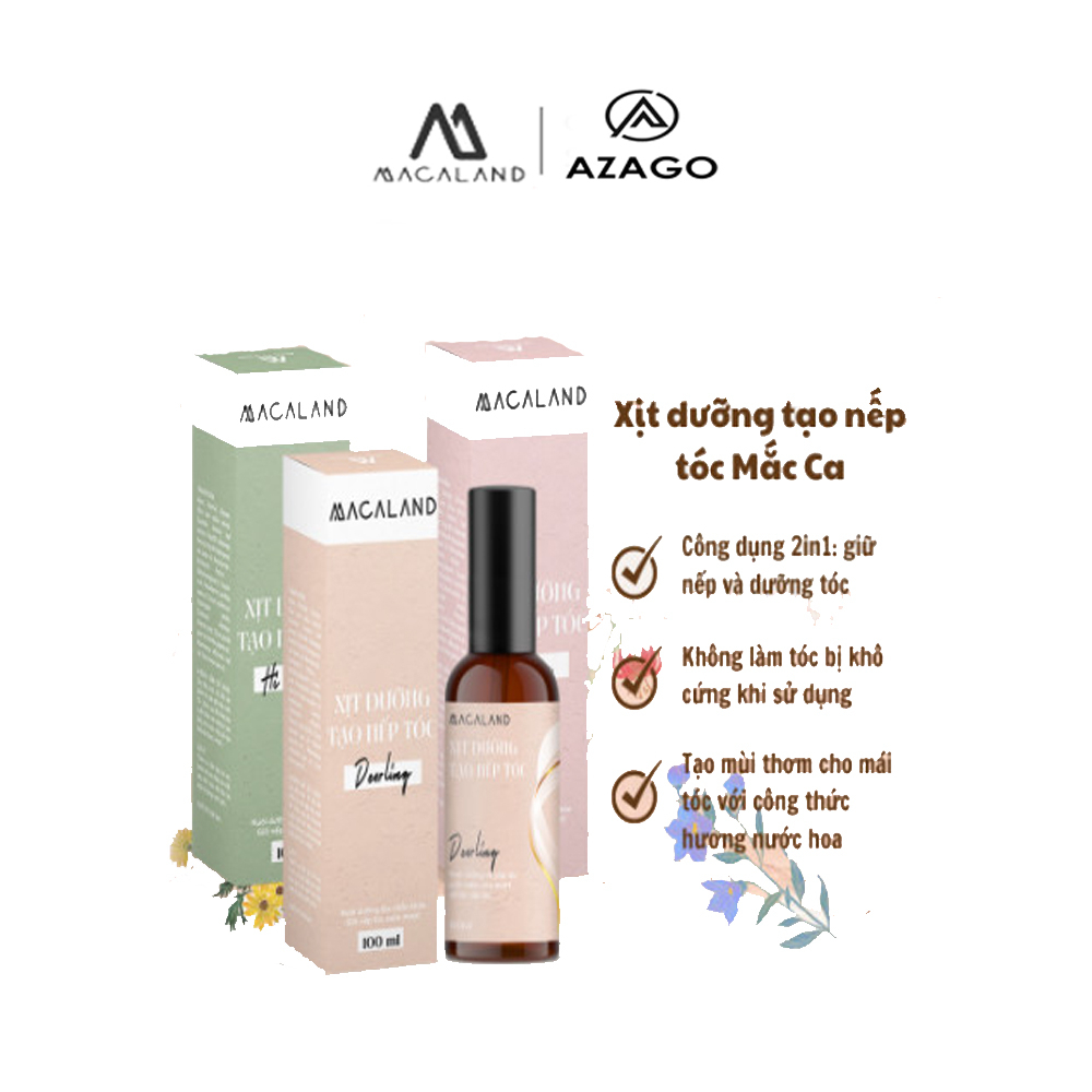 Xịt giữ nếp tạo kiểu và dưỡng tóc 2in1 100ml MACALAND hương nước hoa - MACALAND - AZAGO