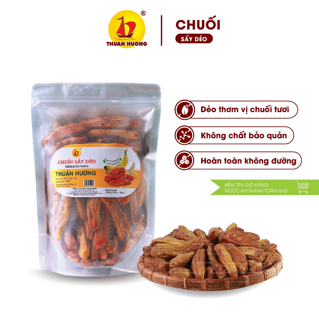 Chuối sấy dẻo Thuận Hương 500gr, 250gr