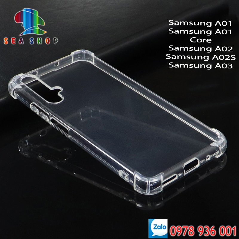Ốp lưng Samsung A01, A01 Core, A02, A02S, A03 nhựa dẻo - Trong suốt -Thiết kế dày 4 góc giúp điện thoại chống va đập