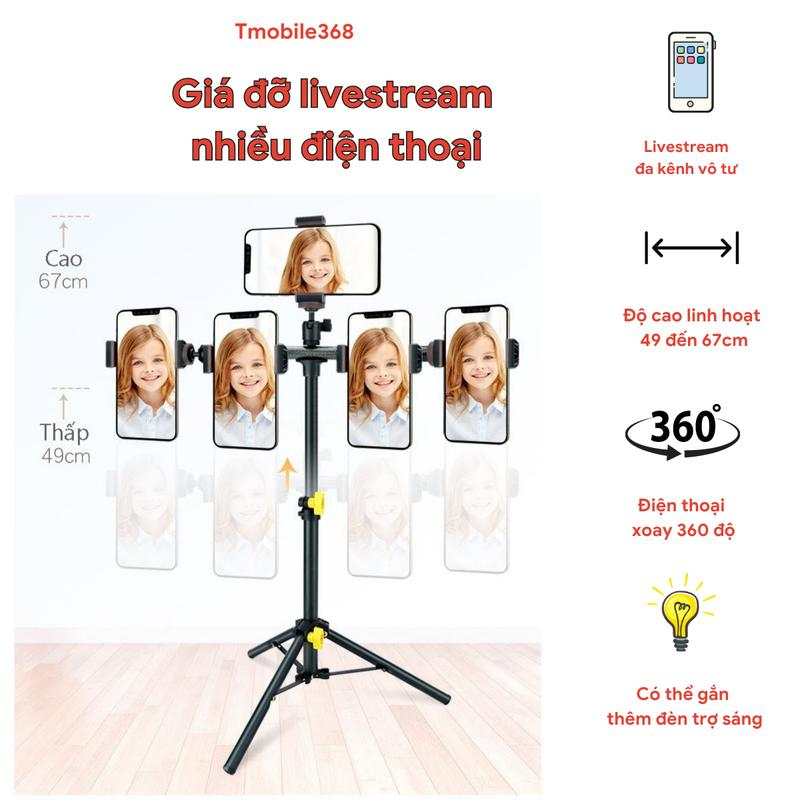 Giá đỡ điện thoại Livestream nhiều thiết bị cùng lúc