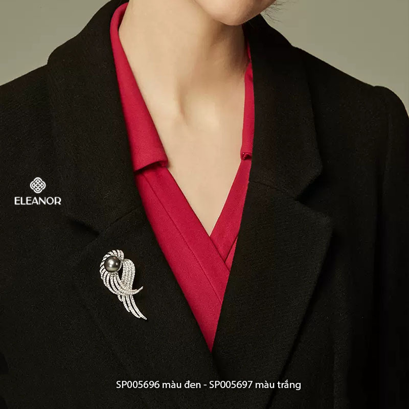 Ghim cài áo nam nữ đính ngọc trai nhân tạo Eleanor Accessories hình chiếc cánh đính đá phụ kiện thời trang 5696