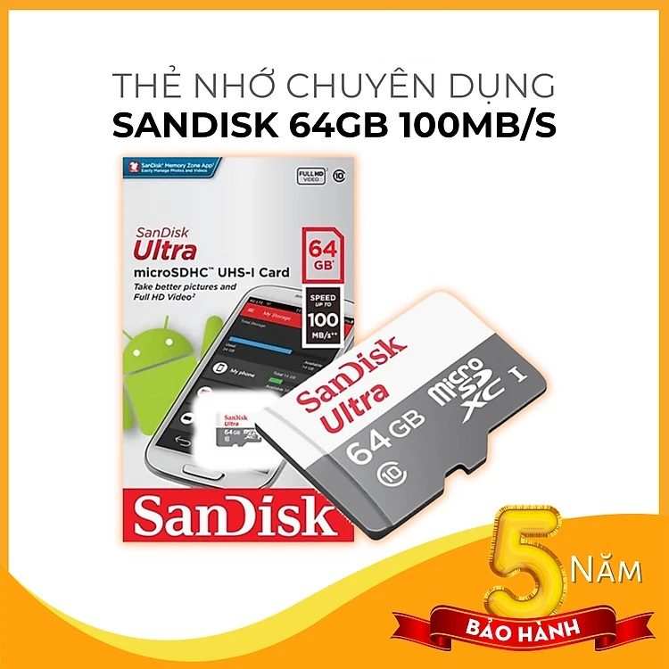 Thẻ Nhớ SanDisk Ultra 128G/64G/32G UHS-I - 100MB/s - Hàng Chính Hãng - Bảo hành 5 năm | BigBuy360 - bigbuy360.vn