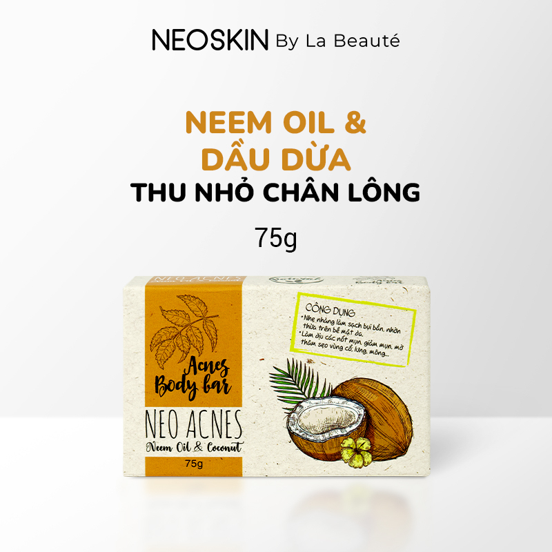 Xà Phòng Mụn Lưng, Giảm Thâm Mông Làm Dịu Lỗ Chân Lông Thiên Nhiên Dầu Neem & Dầu Dừa LA BEAUTÉ 75g