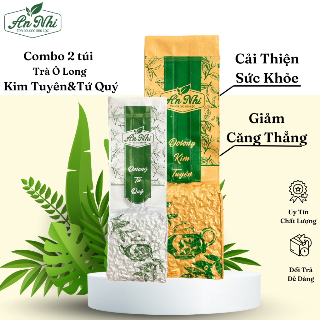 Combo 2 túi trà ô long Kim Tuyên và Tứ Quý An Nhi giúp cải thiện sức khỏe - Túi 500g (250g x 2 túi)
